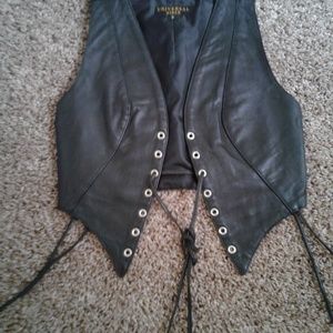 Universal Rider black leather motorcycle vest